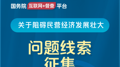 女性自慰免费网站国务院“互联网+督查”平台公开征集阻碍民营经济发展壮大问题线索